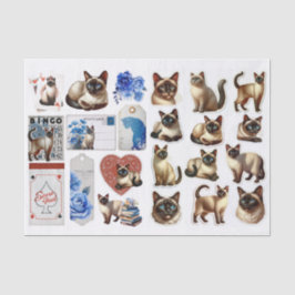 Siamese Cat Fussy Cuts with Coordinating Ephemera 薄葉紙
