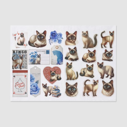 Siamese Cat Fussy Cuts with Coordinating Ephemera 薄葉紙 (正面)