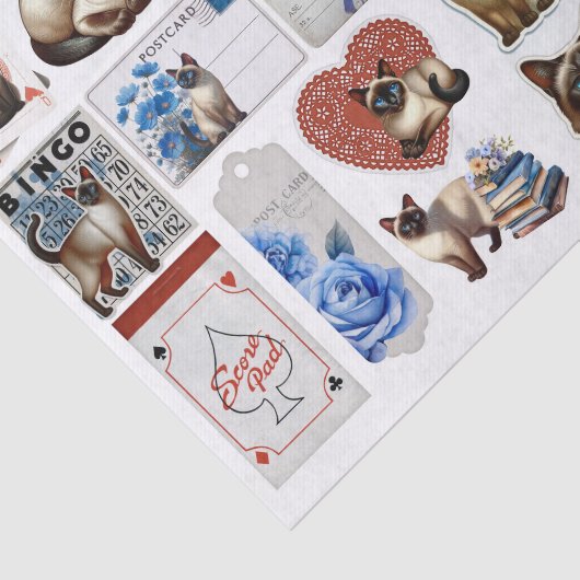Siamese Cat Fussy Cuts with Coordinating Ephemera 薄葉紙 (詳細)