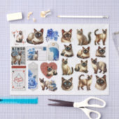 Siamese Cat Fussy Cuts with Coordinating Ephemera 薄葉紙 (クラフト)