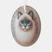 Siamese Cat Glass Ornament ガラスオーナメント (正面左)