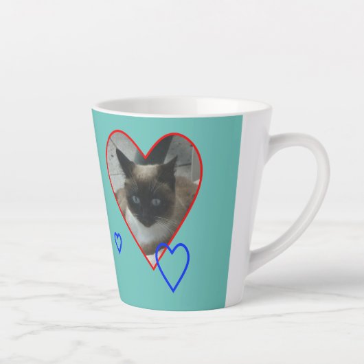 Siamese Cat in Data Cust.ライトブルーラテマグ カフェラテマグ (右)