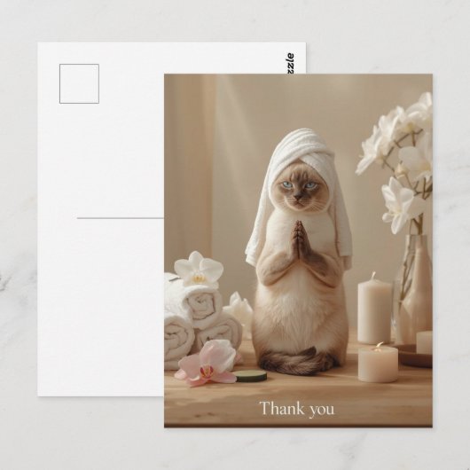 Siamese Cat in Spa Thank you  ポストカード (正面/裏面)