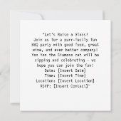 Siamese Cat is drinking wine Barbecue party  招待状 (裏面)