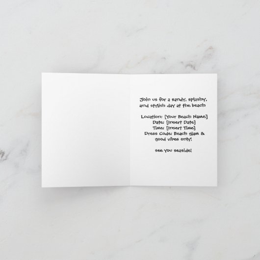 Siamese Cat is licking Ice cream  beach Party 招待状 (内部)