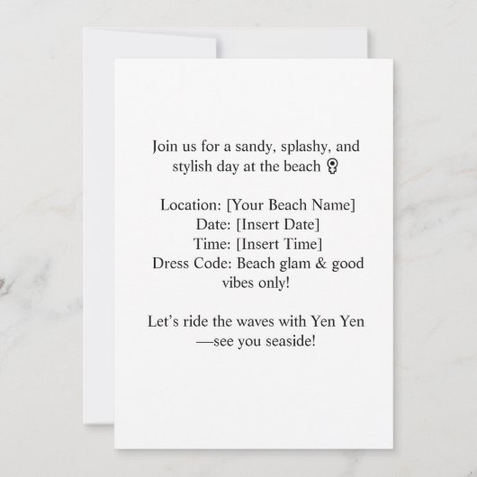 Siamese Cat is surfing catch me if you can 招待状 (裏面)