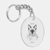 Siamese Cat Keychain – Elegant. Loyal. Loud. キーホルダー (正面左)