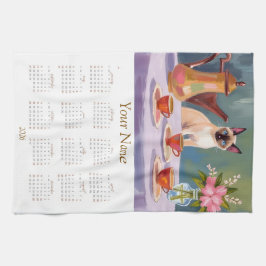 Siamese Cat Lovers 2026 Tea Towel Calendar  キッチンタオル