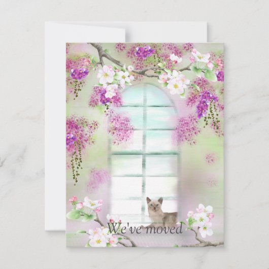 Siamese Cat New Address Announcementノートカード ノートカード (正面)