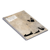 Siamese Cat on Retro Newspaper, Personalized Name ノートブック (右側)