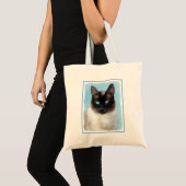 Siamese Cat Painting - Cute Original Cat Art トートバッグ (正面(商品))
