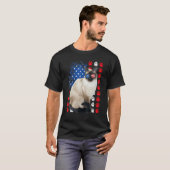 Siamese Cat Paws USA Flag Indepedence Day 4th Of J Tシャツ (正面フル)