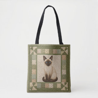 Siamese Cat Quilt Personalize トートバッグ
