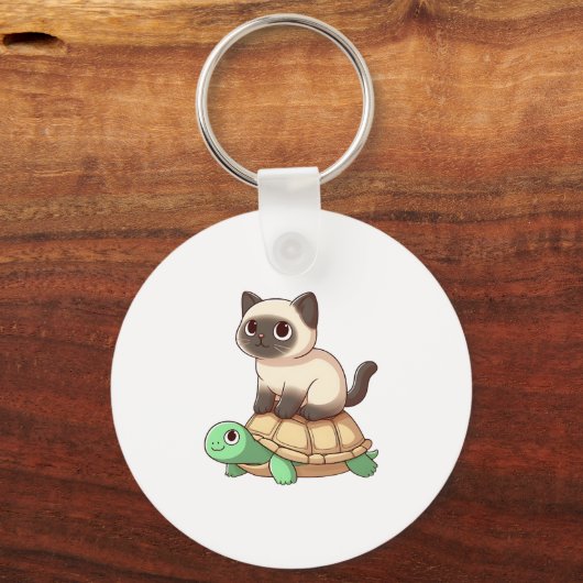 Siamese cat rides turtle Copy キーホルダー (正面)