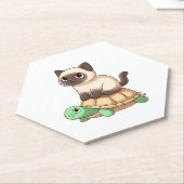 Siamese cat rides turtle Copy ペーパーコースター (アングル)