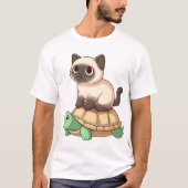 Siamese cat rides turtle Copy Tシャツ (正面)