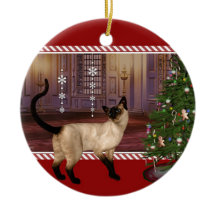 Siamese Cat - Round Christmas Ornament