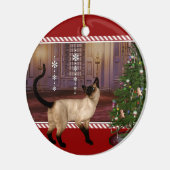 Siamese Cat - Round Christmas Ornament セラミックオーナメント (左)