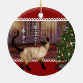 Siamese Cat - Round Christmas Ornament セラミックオーナメント (裏面)