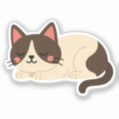 Siamese Cat Sleeping – Cream and Brown Cartoon シール (正面)