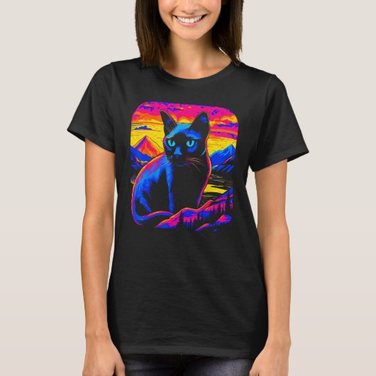 Siamese Cat Sunset Tシャツ (正面)
