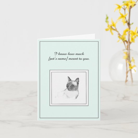 Siamese Cat Sympathy Card カード (黄色い花)