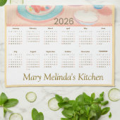 Siamese Cat & Tea Party Kitchen Towel Calendar キッチンタオル (折り畳み)