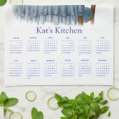 Siamese Cat Tea Time 2026 Calendar Kitchen Towels キッチンタオル (折り畳み)