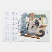 Siamese Cat Tea Time 2026 Calendar Kitchen Towels キッチンタオル (横)