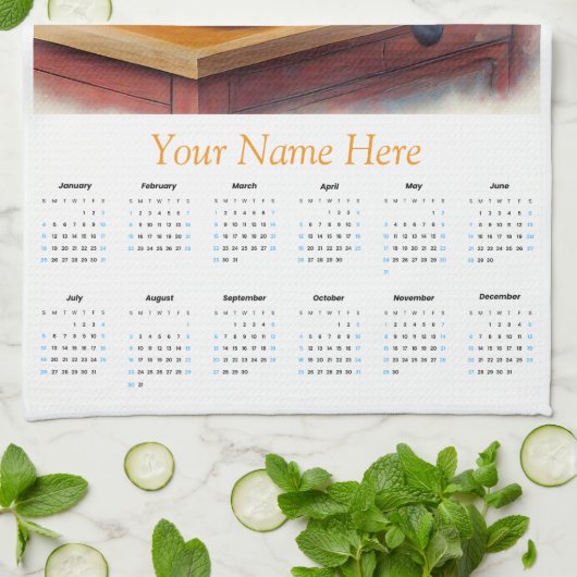 Siamese Cat Tea Time 2026 Tea Towel Calendar キッチンタオル (折り畳み)