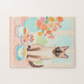 Siamese Cat & Tea Time Jigsaw Puzzle  ジグソーパズル (横)