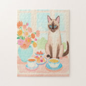 Siamese Cat & Tea Time Jigsaw Puzzle  ジグソーパズル (縦)