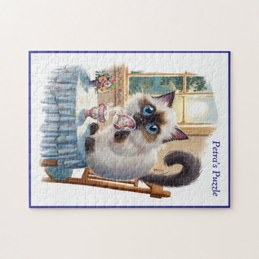 Siamese Cat & Tea Time Jigsaw Puzzle ジグソーパズル (横)