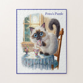 Siamese Cat & Tea Time Jigsaw Puzzle ジグソーパズル