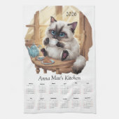 Siamese Cat & Tea Time Kitchen Towel Calendar  キッチンタオル (縦)