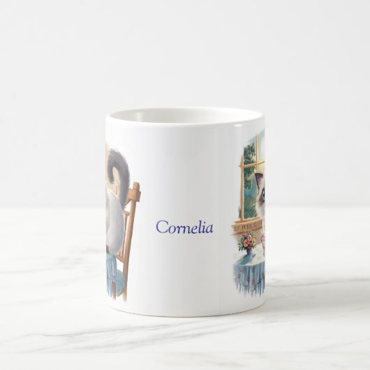 Siamese Cat & Tea Time Mug コーヒーマグカップ (中央)