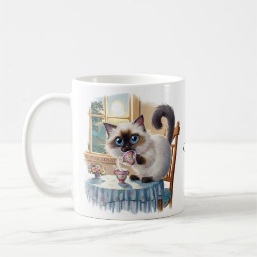 Siamese Cat & Tea Time Mug コーヒーマグカップ (左)
