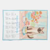 Siamese Cat, Teacups & Tea Towel Calendar Too キッチンタオル (横)