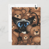 Siamese Cat Teddy Bear Hug by BiHrLe ポストカード (正面/裏面)