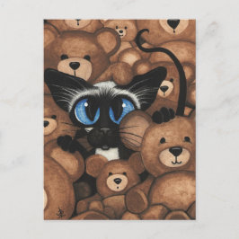 Siamese Cat Teddy Bear Hug by BiHrLe ポストカード