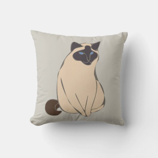 Siamese Cat Throw Pillow クッション (正面)