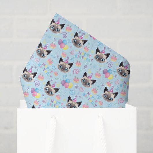 Siamese Cat Tissue Paper in Blue 薄葉紙 (ギフトバッグ)