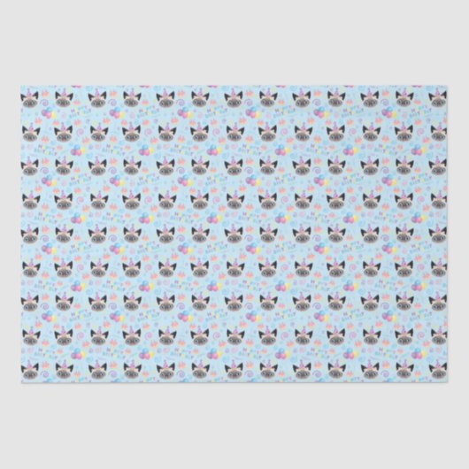 Siamese Cat Tissue Paper in Blue 薄葉紙 (正面)