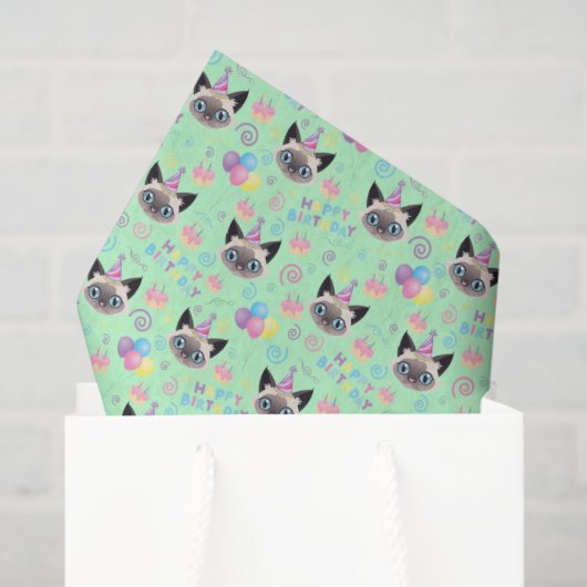 Siamese Cat Tissue Paper in Green 薄葉紙 (ギフトバッグ)