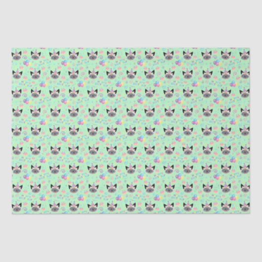 Siamese Cat Tissue Paper in Green 薄葉紙 (正面)