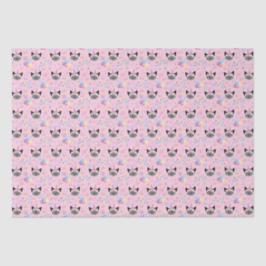 Siamese Cat Tissue Paper in Pink 薄葉紙 (正面)