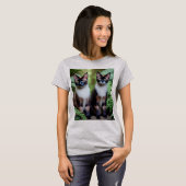 Siamese Cat Twins、レディースTシャツ Tシャツ (正面フル)
