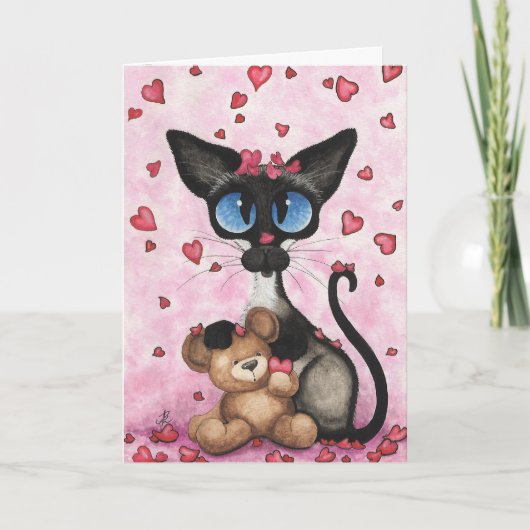 Siamese Cat Valentine Be Mine Bear by BiHrLe シーズンカード (正面)