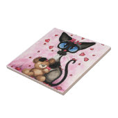 Siamese Cat Valentines Day by Bihrle タイル (側面)