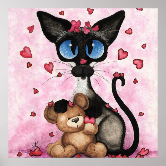 Siamese Cat Valentines Day by Bihrle ポスター (正面)